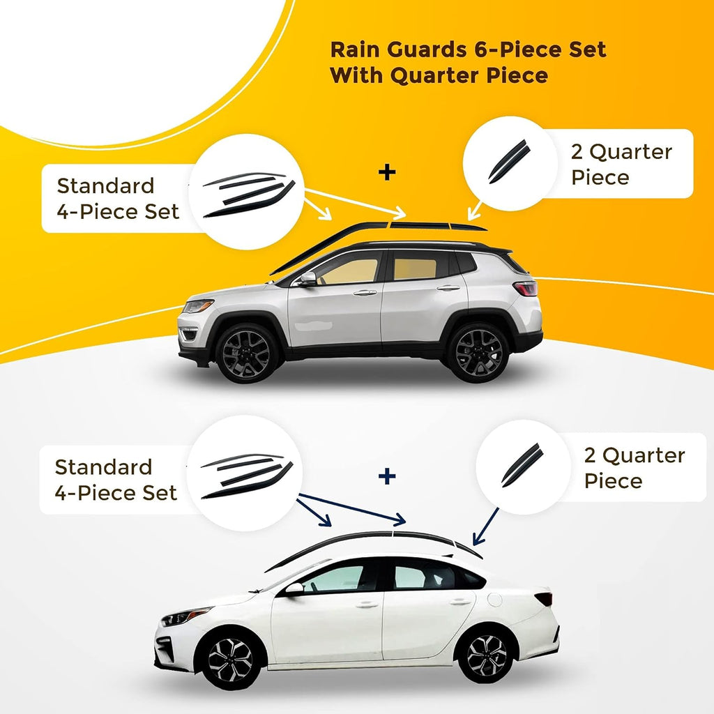 Black Tape-On Rain Guards 6PCs K210
