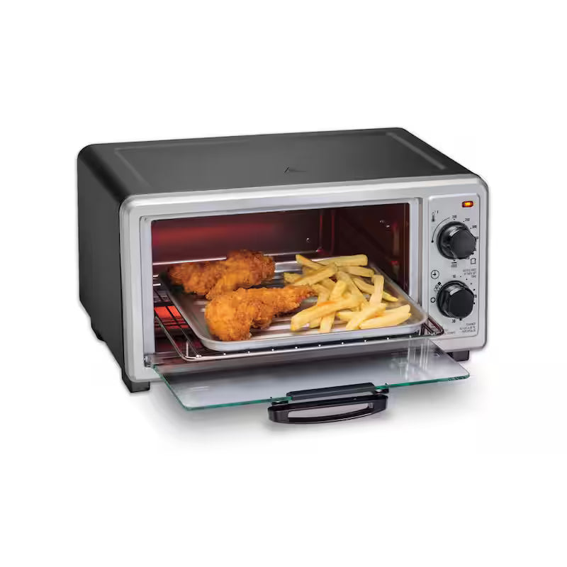 1100-Watt 4-Slice Black Toaster Oven Broiler E313