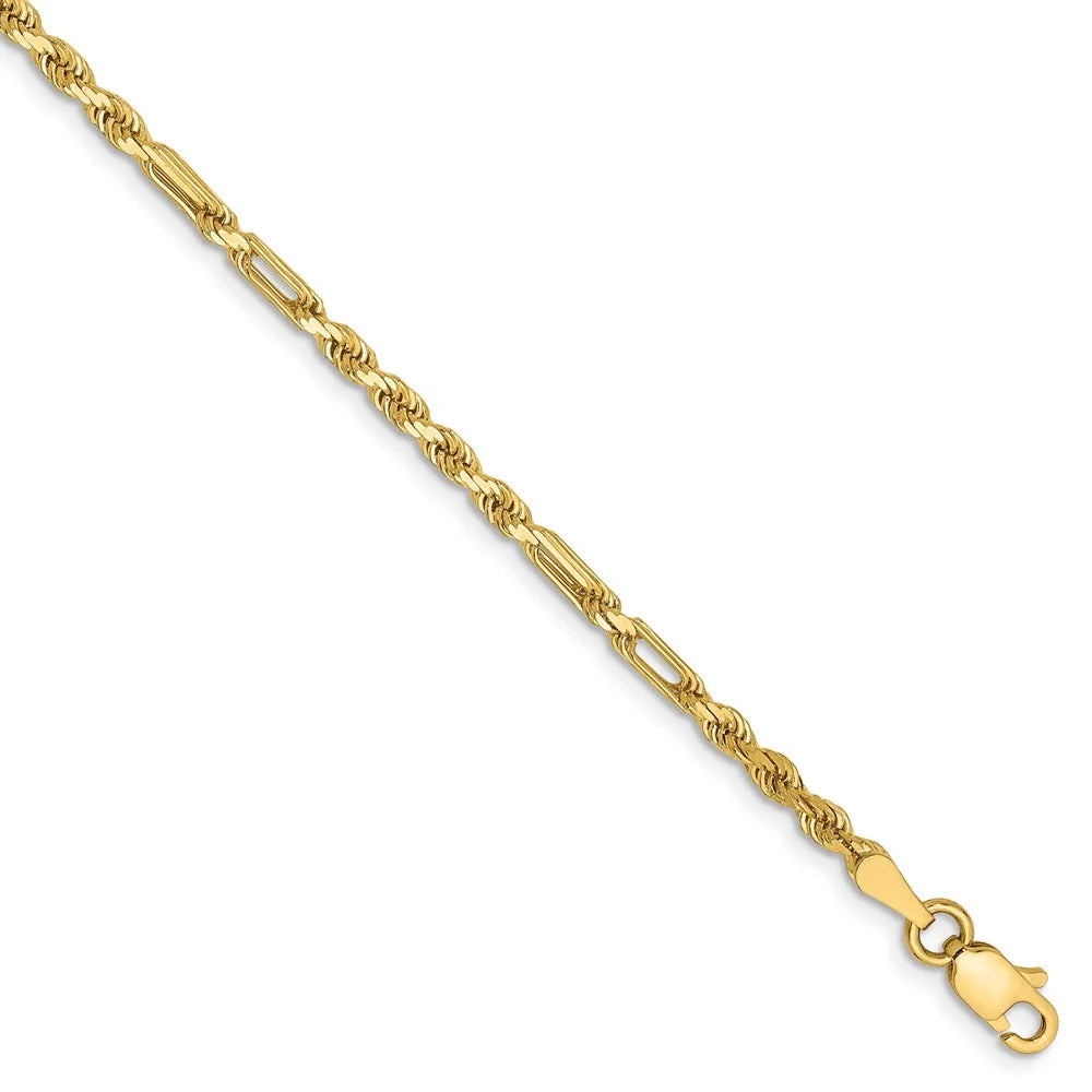 14kt Yellow Gold Diamond Cut Milano Rope Chain Bracelet 7 inch U540