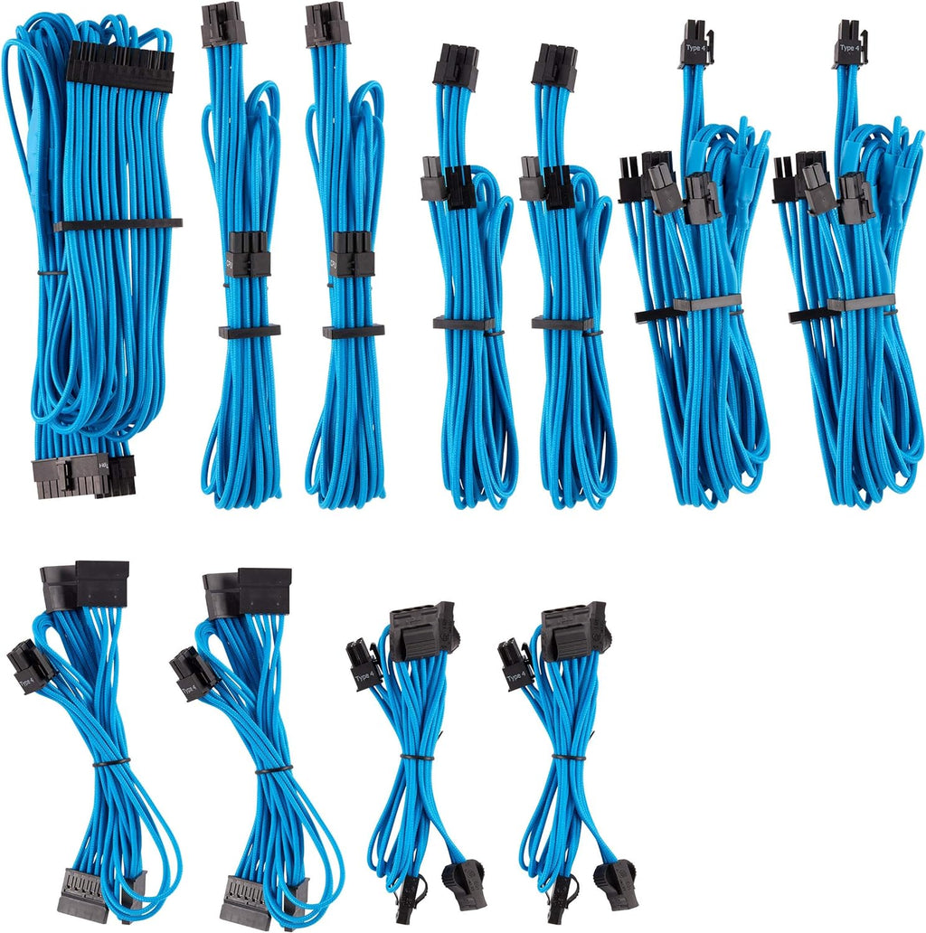 Blue Individually Sleeved PSU Cables Pro Kit Q288