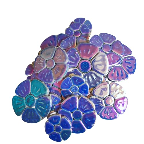 1.1 LB White Iridescent Flower Ceramic Mosaic Tiles I1434