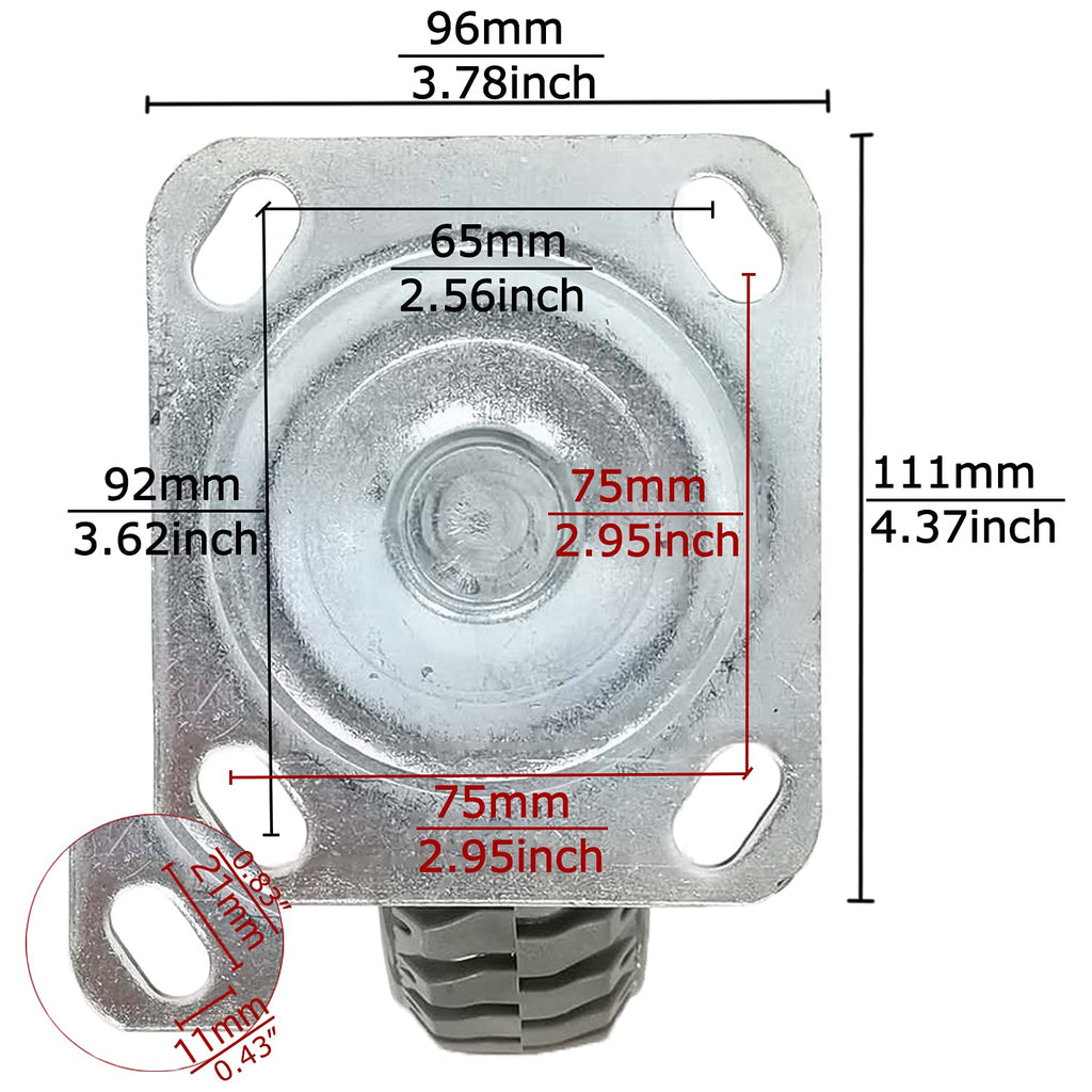 4 Inch Heavy Duty Swivel Casters with Locking Brakes Pack of 2 Z88661