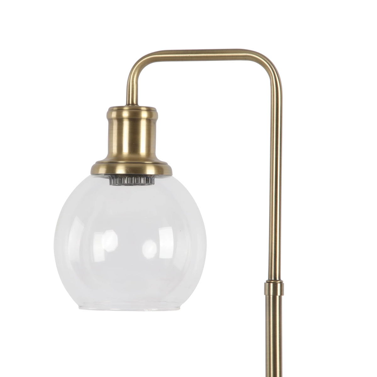 Gold Desk Lamp with Glass Shade and AC Outlet D33923