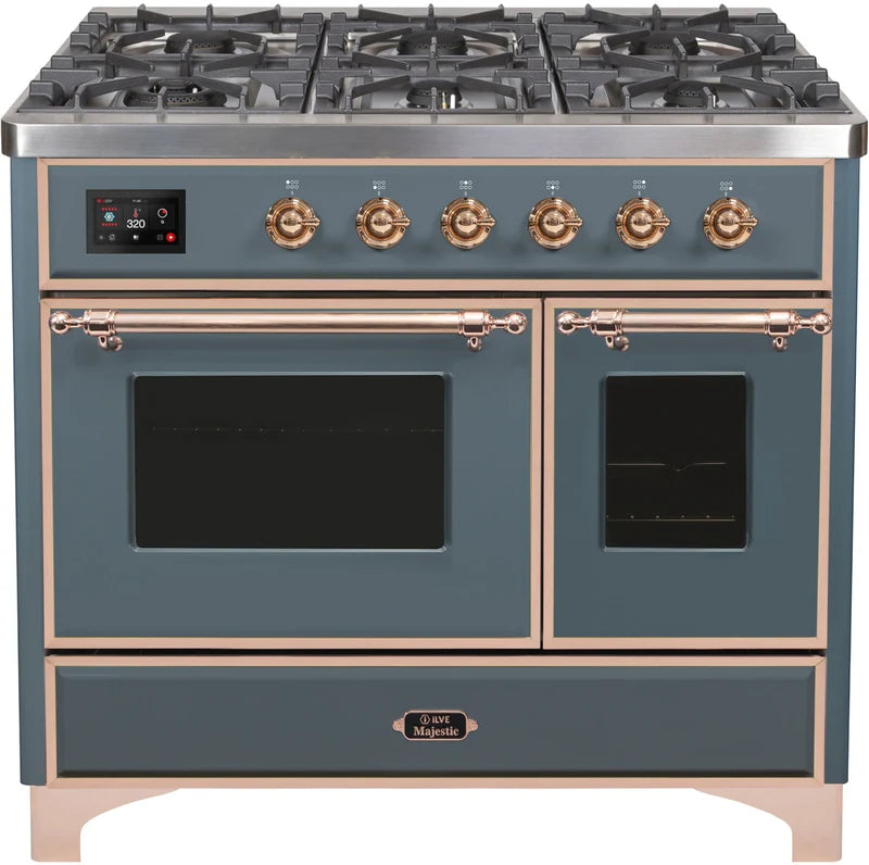 40 Dual Fuel Natural Gas Range in Blue Grey with Copper Trim H52693