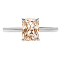 1.75ct Radiant Cut Champagne Simulated Diamond 14k White Gold Ring Size 8.25 N360456