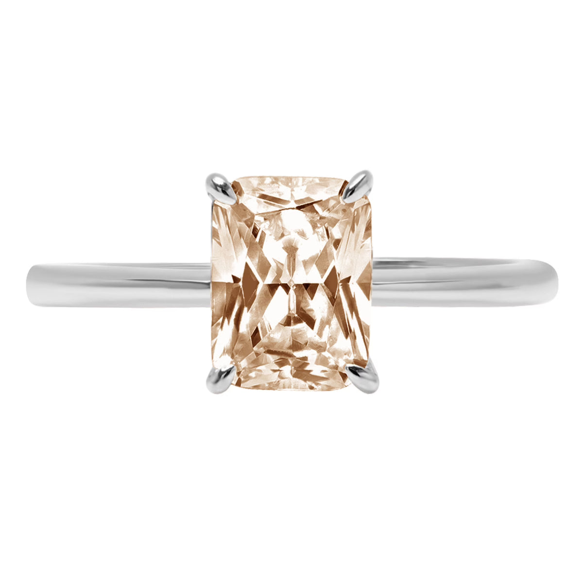 1.75ct Radiant Cut Champagne Simulated Diamond 14k White Gold Ring Size 8.25 N360456