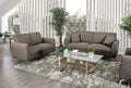 Brown Linen-like Fabric Living Room Set 3pcs D84517