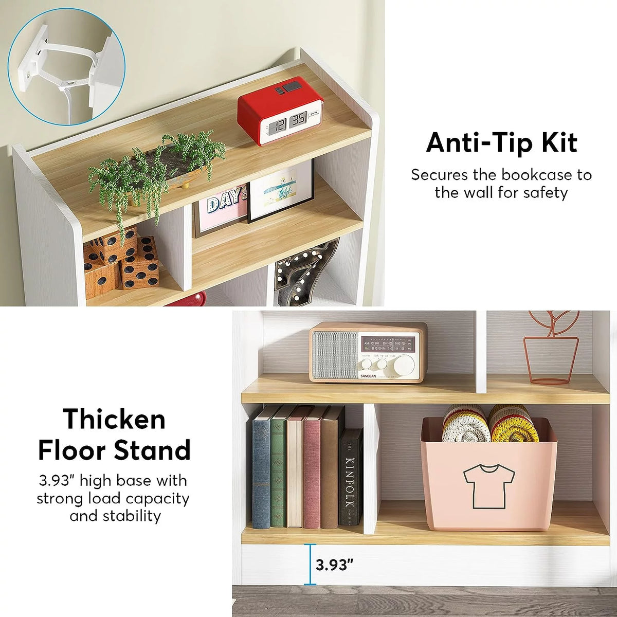 72-inch 6-Tier White Bookcase U4096