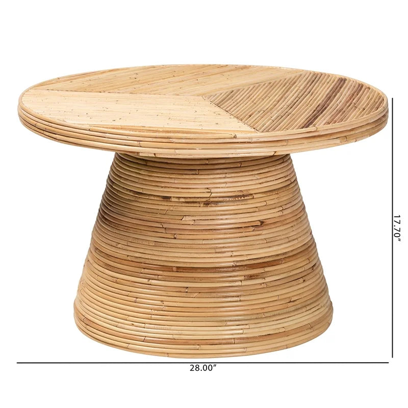 Natural Rattan and Mahogany Wood Coffee Table V606226