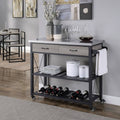 Black Kitchen Cart with Wheels and 2 Drawers T863538