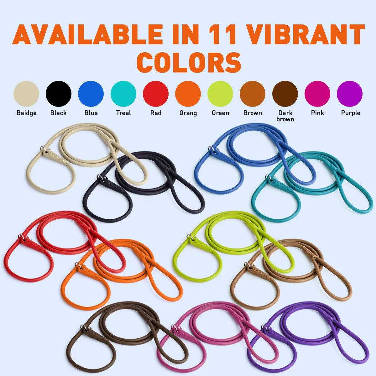 Leather Round Slip Lead N1543