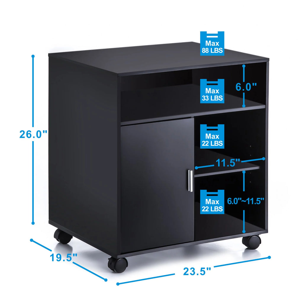 Black Mobile File Cabinet with Storage N4067