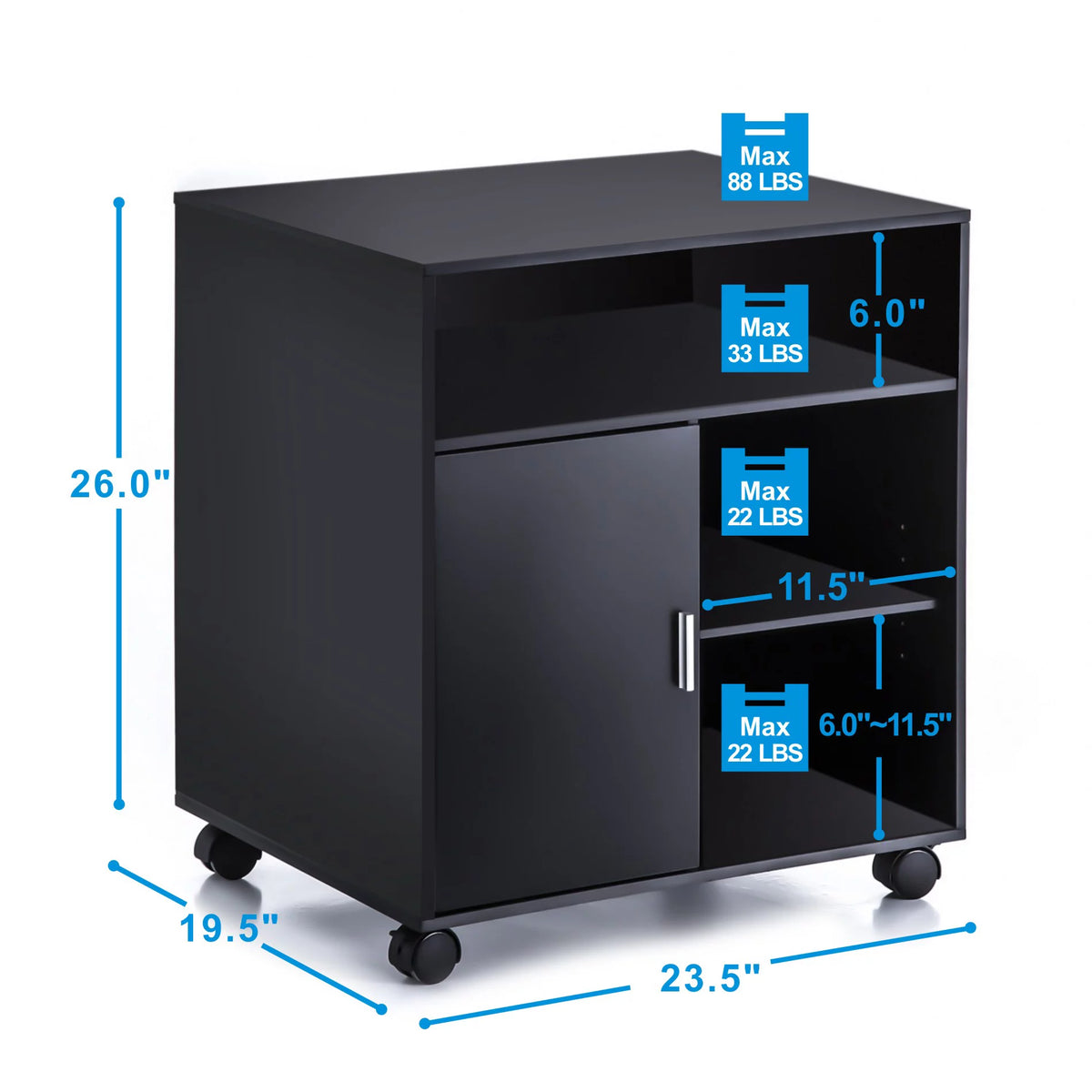 Black Mobile File Cabinet with Storage N4067