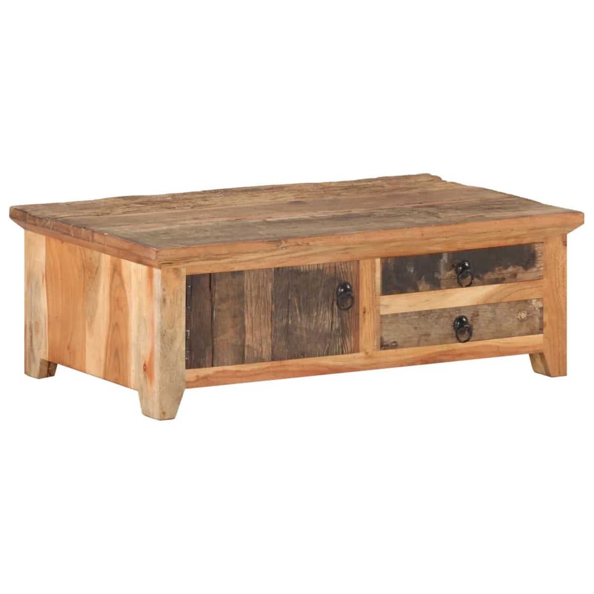 Coffee Table with Door and 2 Storage Drawers Reclaimed Wood Y663