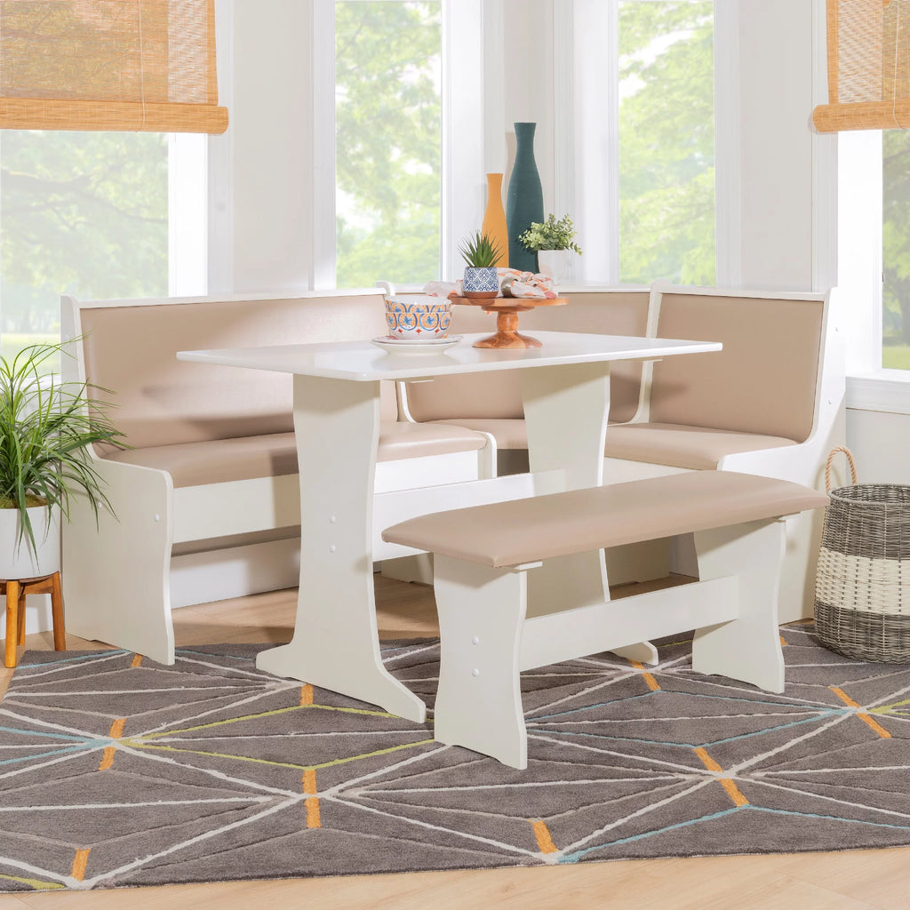 Tan Dining Table and Bench Set with Storage H53872