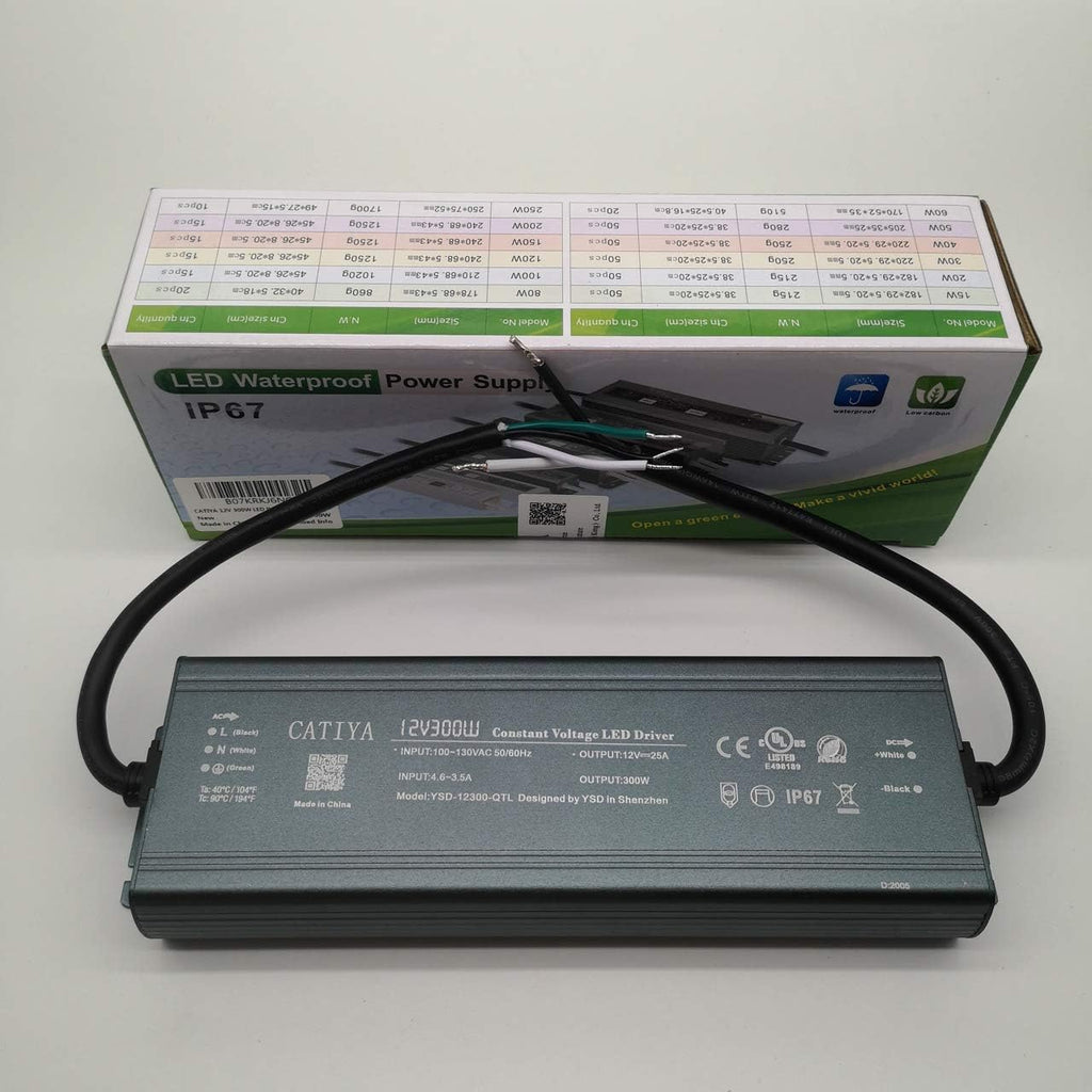 12V 300W LED Driver Transformer, IP67 Waterproof, Pack of 2 R293226