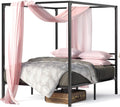 Black Metal Canopy Platform Bed Frame Queen H537562