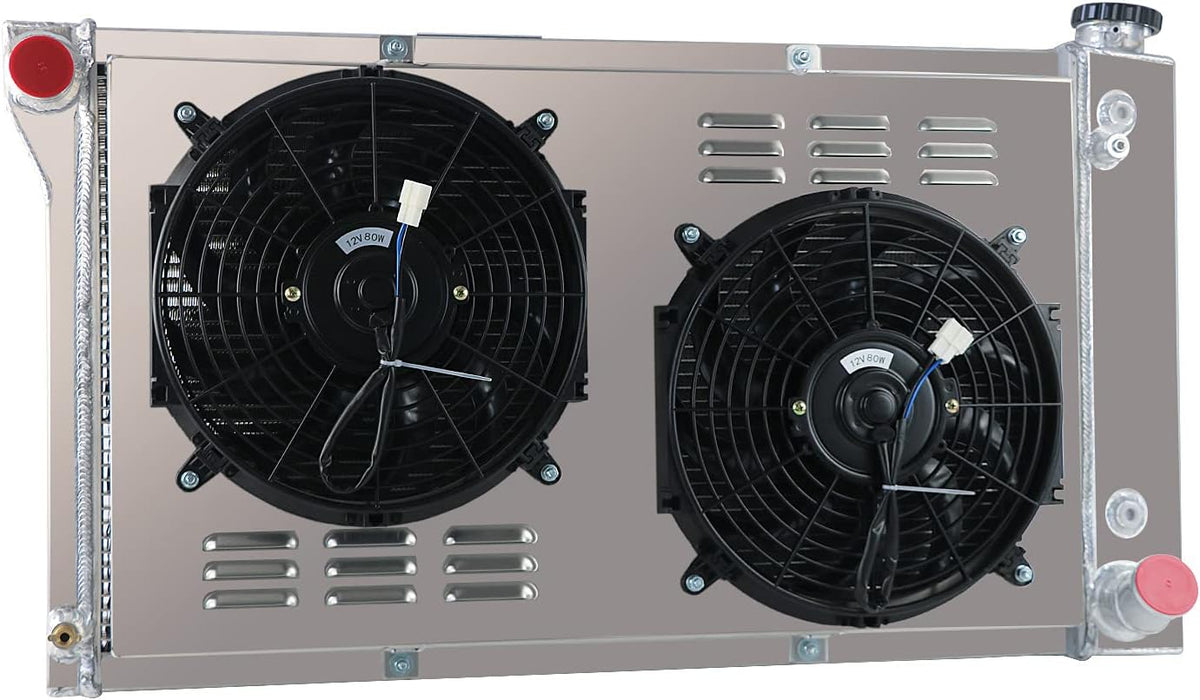 4 Row Aluminum Radiator with 2 x 12" Fan and Shroud E344303