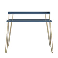 Navy Retro Desk with Riser and Gold Legs H501537