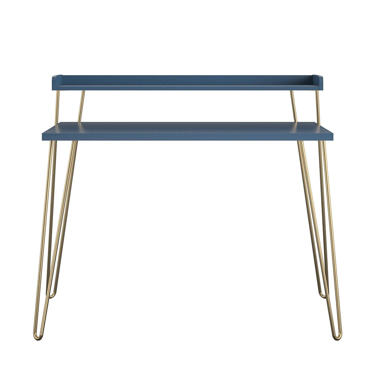 Navy Retro Desk with Riser and Gold Legs H501537