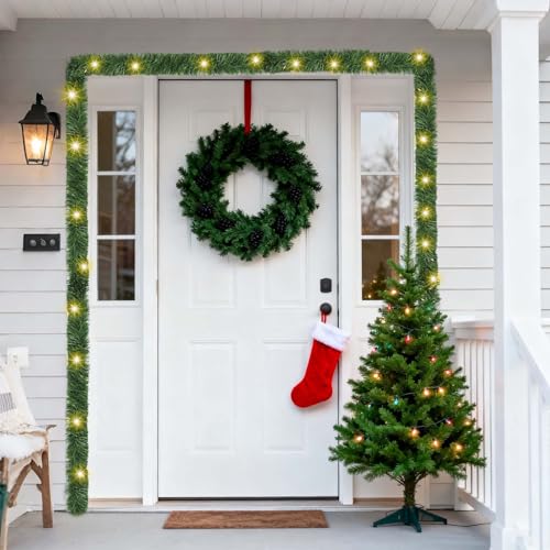 30 Feet 50 LED Battery Operated Pre-Lit Green Garland P83179