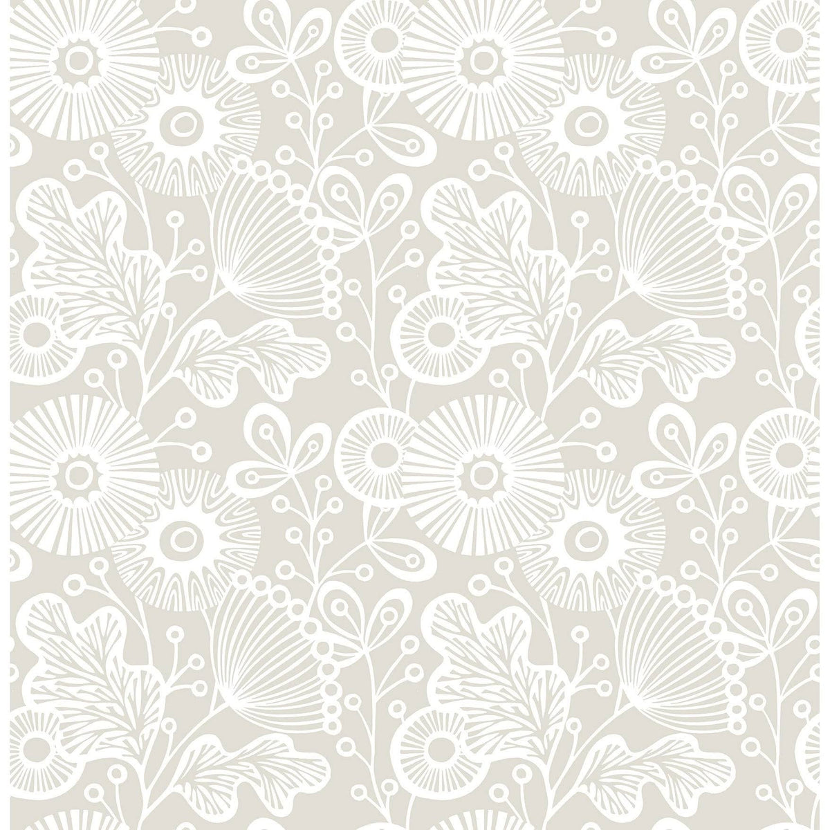 Taupe Floral Wallpaper C363