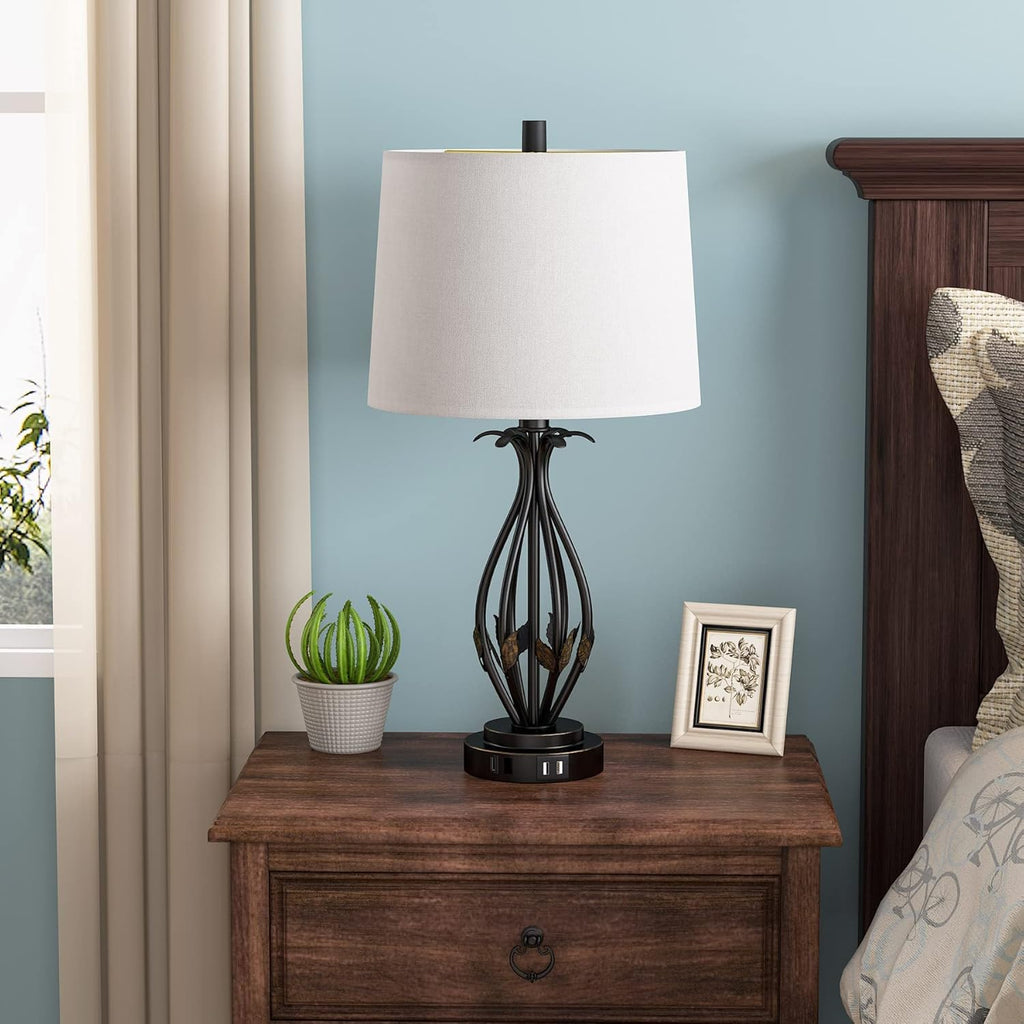 Table Lamp Set of 2, 3 Way Dimmable Touch with Dual USB Ports and AC Outlet R193412