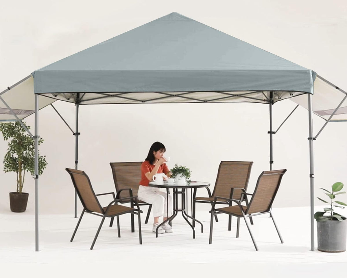 10x10 Pop-up Canopy Tent with Double Awnings Dark Gray C7085