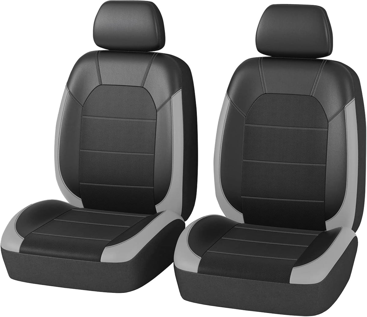Leather and 3D Air Mesh Car Seat Covers, 11PC, Black J959