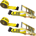 Yellow Ratchet Strap with Flat Hooks 2 Pack P695