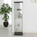 Black Glass Display Cabinet with 4 Shelves L225