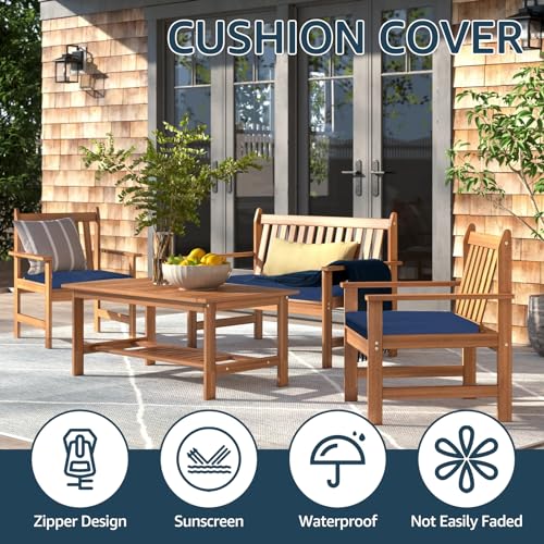 Navy Blue 23.6x23.6x3.9 Patio Cushion Covers K31042