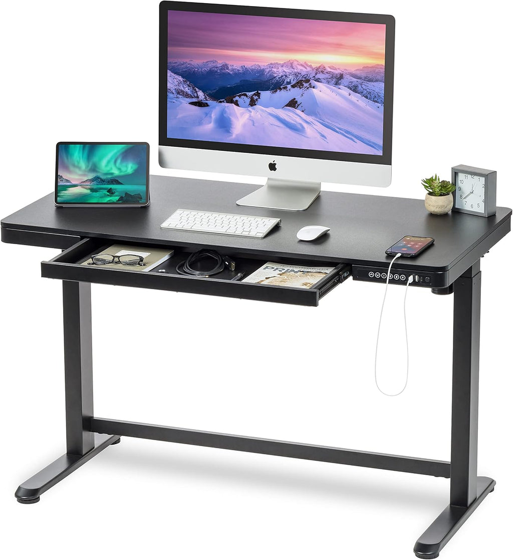 48 x 24 Inch Electric Height Adjustable Standing Desk with Drawer and USB Ports B88950
