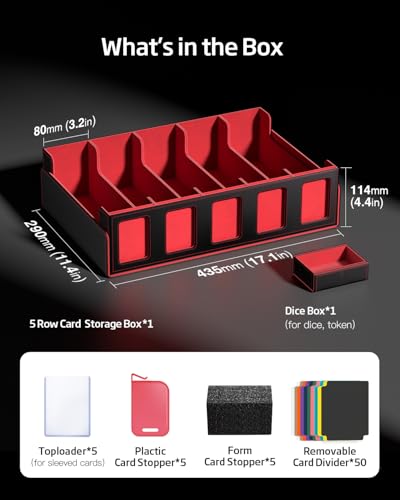 5-Row Trading Card Storage Box with Magnetic Lid W915