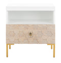 White/Gold 1 Drawer Side Table Q69610