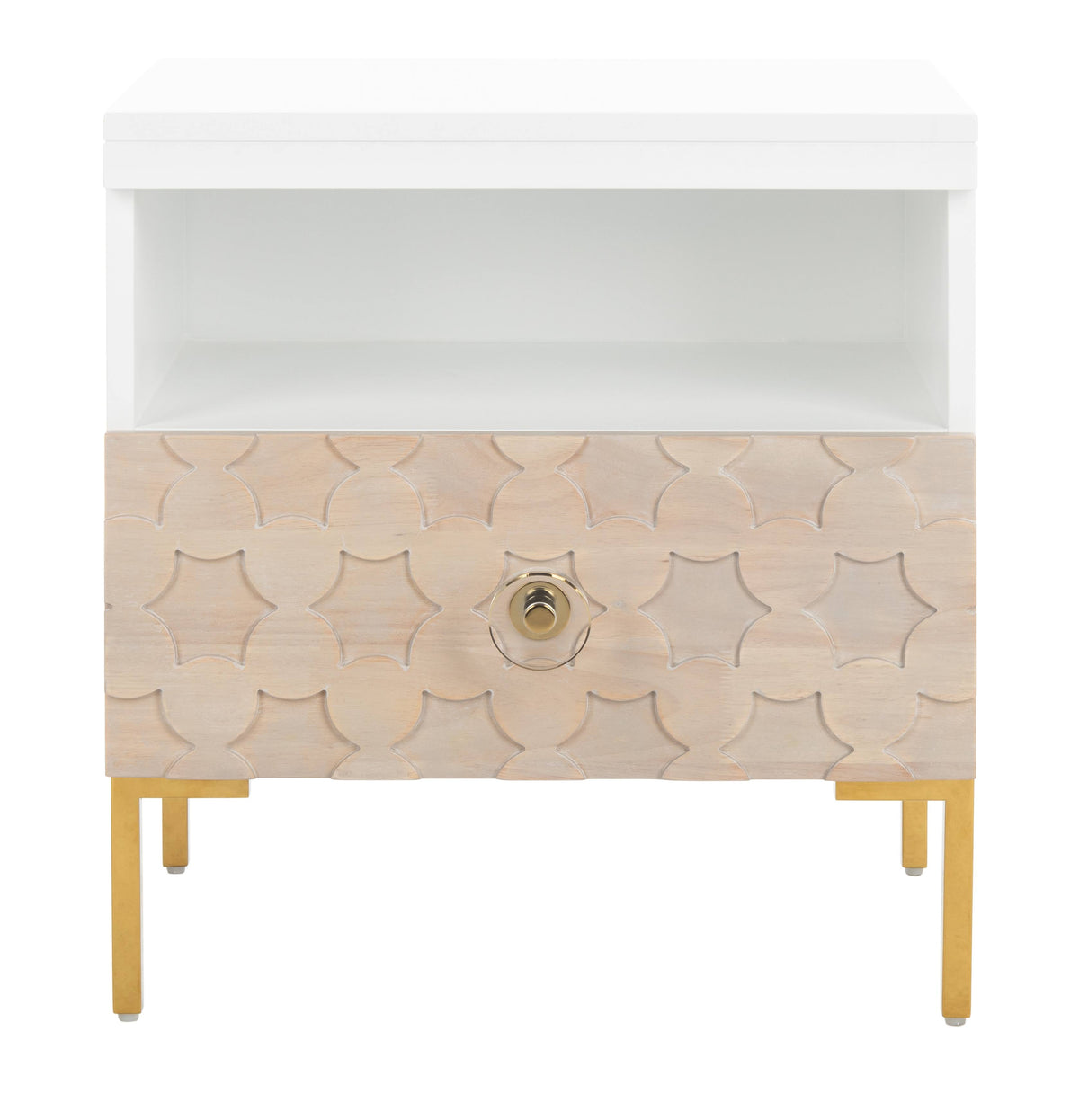 White/Gold 1 Drawer Side Table Q69610