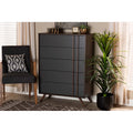 Grey and Walnut Wood 5-Drawer Bedroom Chest L541202