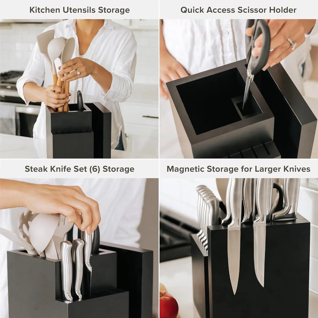 Bamboo Magnetic Knife Block and Cooking Utensil Holder T761354