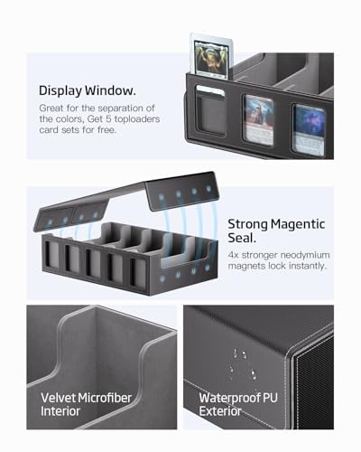 5-Row Trading Card Storage Box with Magnetic Lid W915