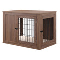 Wooden Wire Dog Crate End Table with Cushion D87436