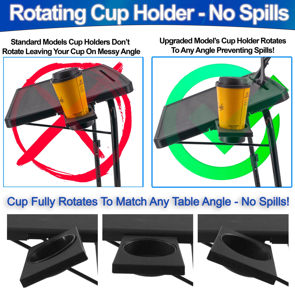 XL Folding TV Tray Table with Rotating Cup Holder, Black V81596