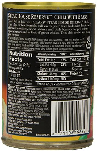 6 Count 15 Ounce Chili with Beans S893
