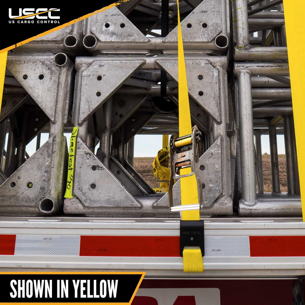 Yellow Ratchet Strap with Flat Hooks 2 Pack P695