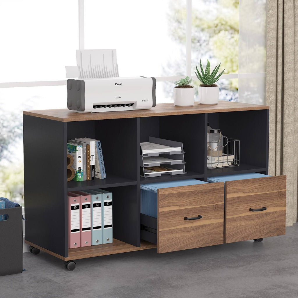 Brown 2 Drawer Letter Size Mobile File Cabinet E743