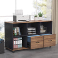 Brown 2 Drawer Letter Size Mobile File Cabinet E743