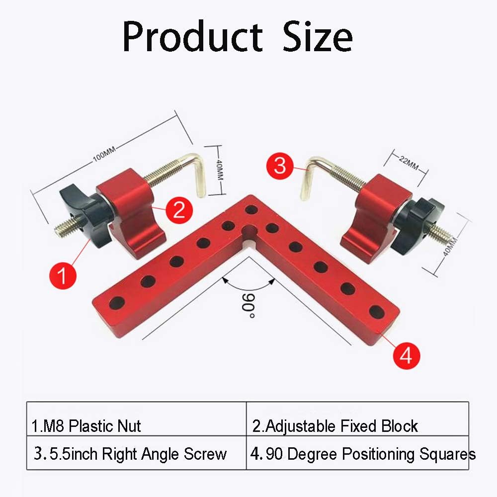 5.5 Inch Aluminium Alloy Right Angle Clamp 4 Pack V93572