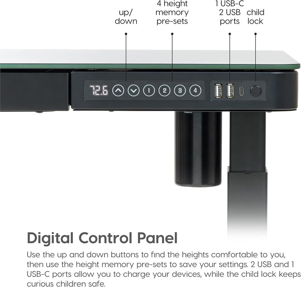 48 x 24 Inch Electric Height Adjustable Standing Desk with Drawer and USB Ports B88950