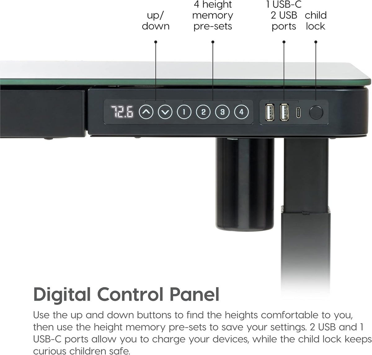48 x 24 Inch Electric Height Adjustable Standing Desk with Drawer and USB Ports B88950