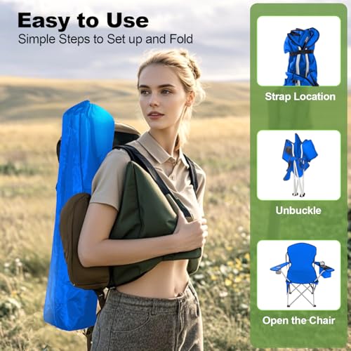 Folding Camping Chair with Cooler Pouch, Cup Holder & Storage Pocket U2198