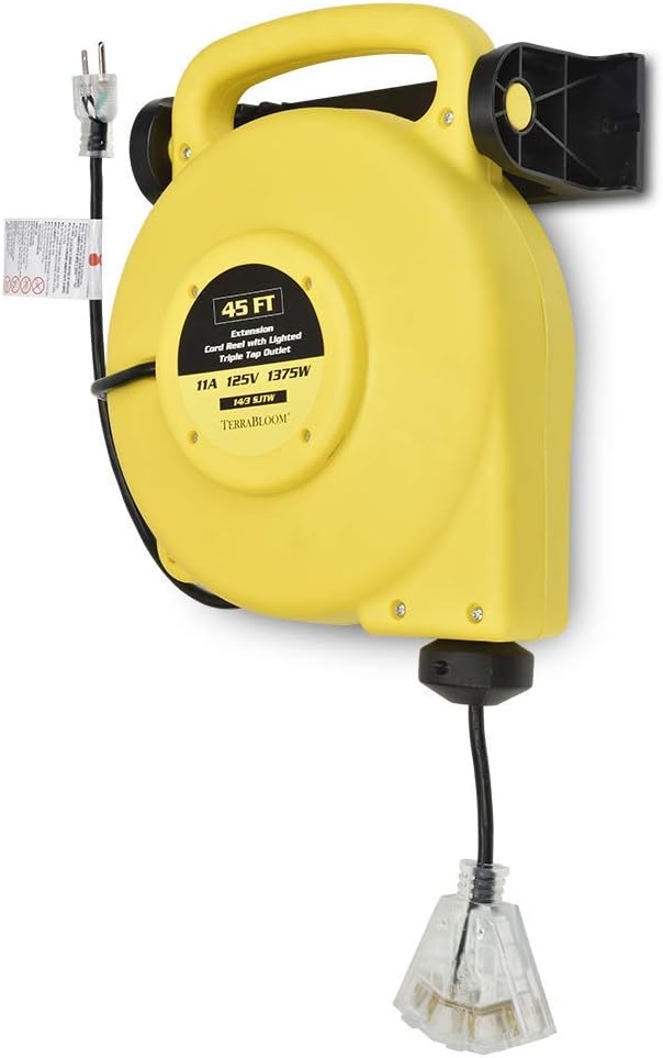 40 Ft 12/3 Retractable Extension Cord Reel with 3 Electrical Outlets X81052
